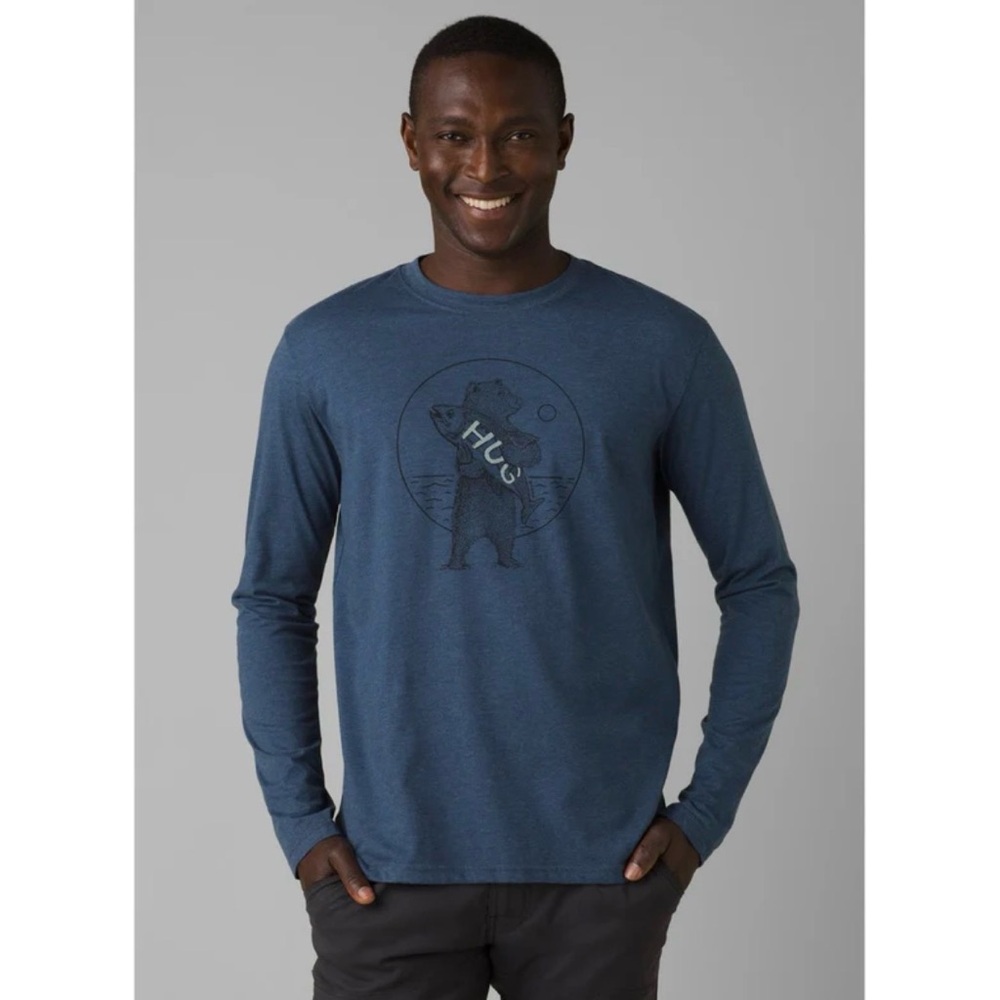 NWOT Prana Men's Bear Graphic Long Sleeve Tee - Blue